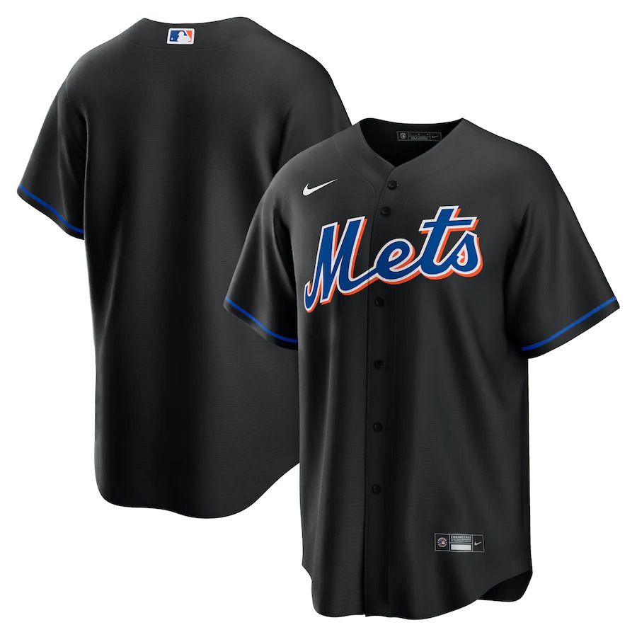 Cheap Custom Men New York Mets Blank Nike Black 2022 Alternate Replica Team MLB Jersey